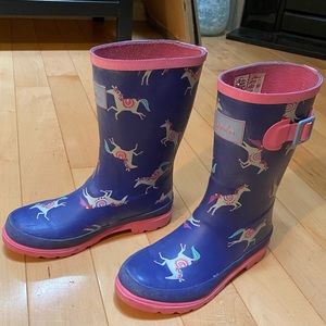 Joules Welly Rain Boots Horse Print Girls Size 3
